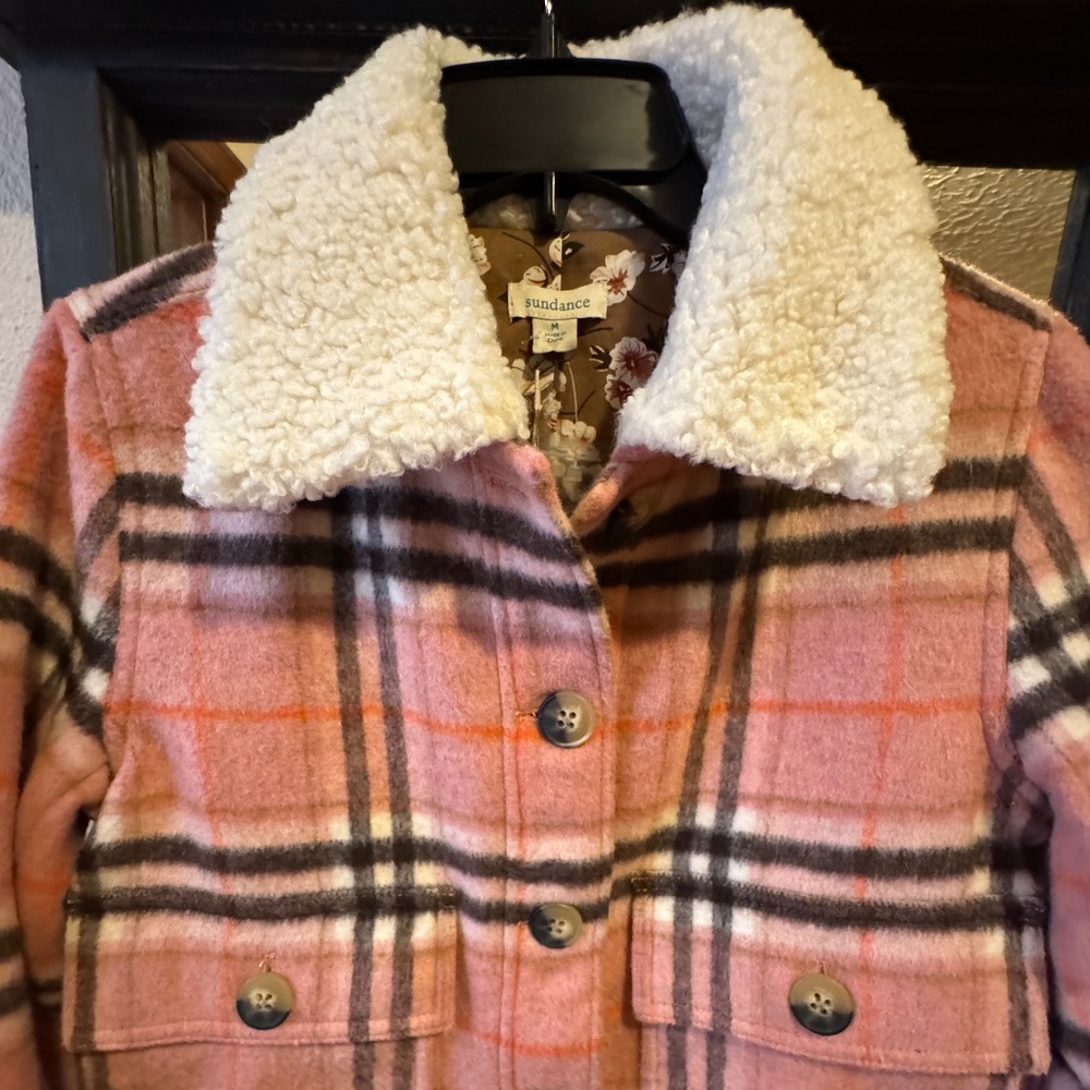 Sundance Burberry Style Pink Plaid Jacket-NWT - Picture 2 of 8